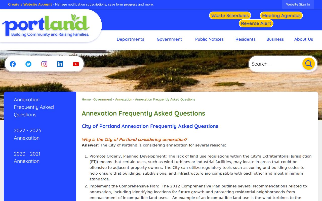 Portland ZIP code directory reference to the annexation address FAQ