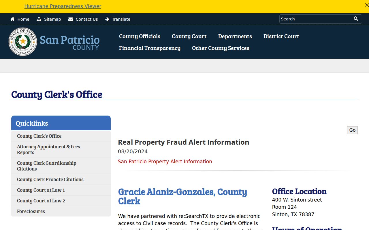 Portland street directory San Patricio County Clerk source