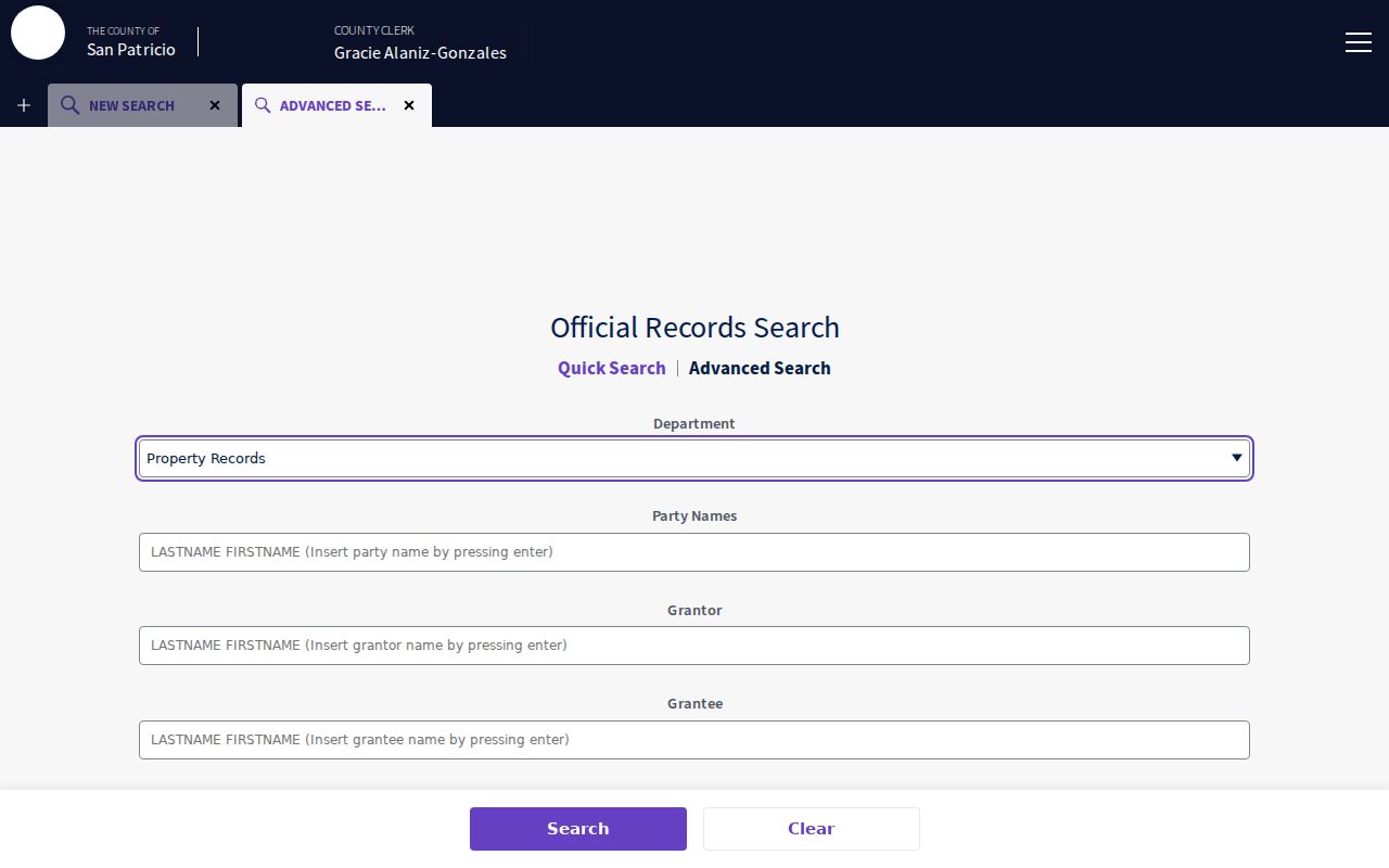 Portland street directory access to San Patricio County advanced deed search